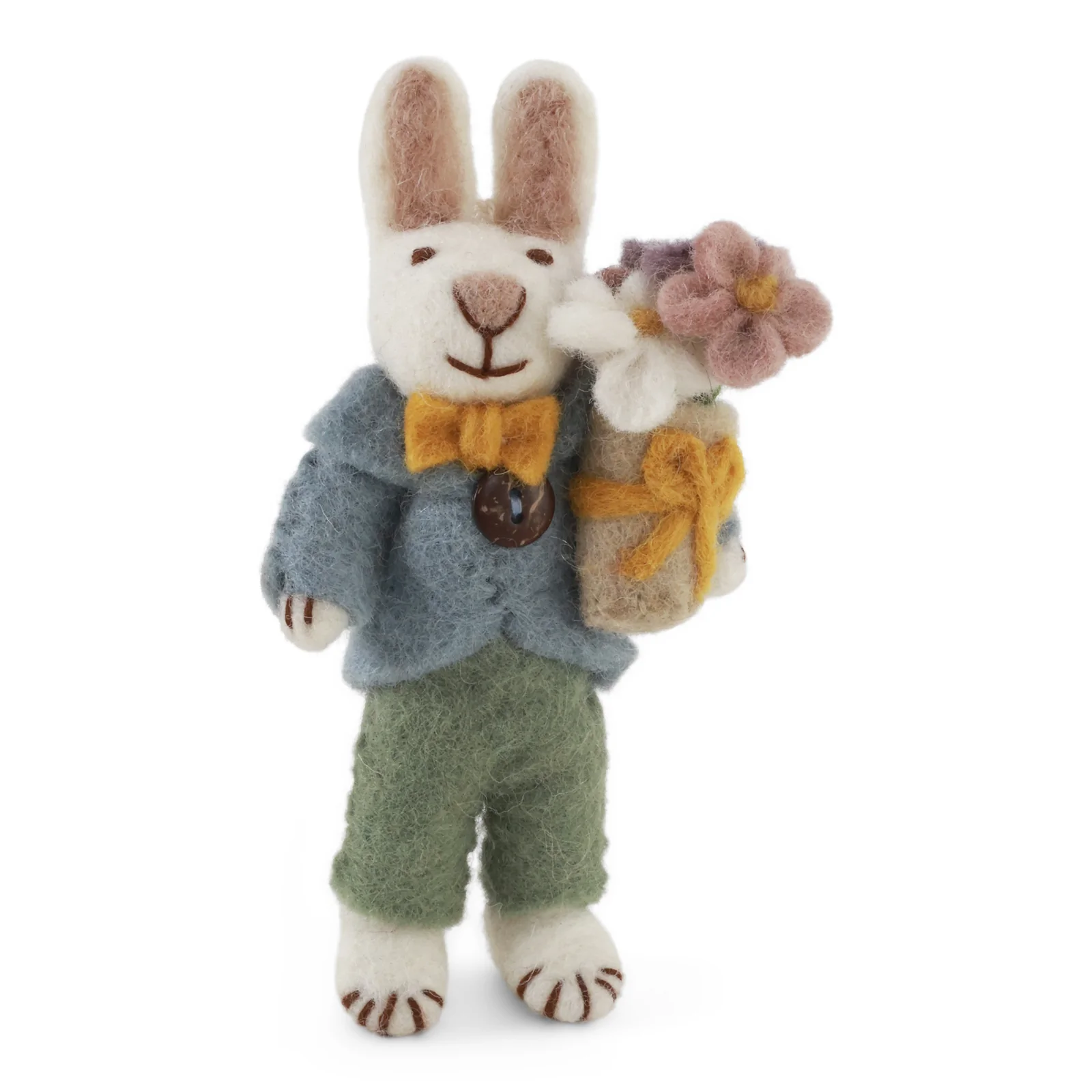 Λαγουδάκι αγόρι με ανθοδέσμη μικρό 12εκ. - Gry & Sif