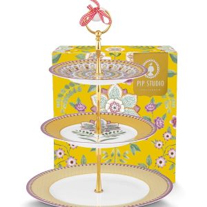 Lily&Lotus σταντ πορσελάνης για κέικ 3 επιπέδων κίτρινο - Pip Studio