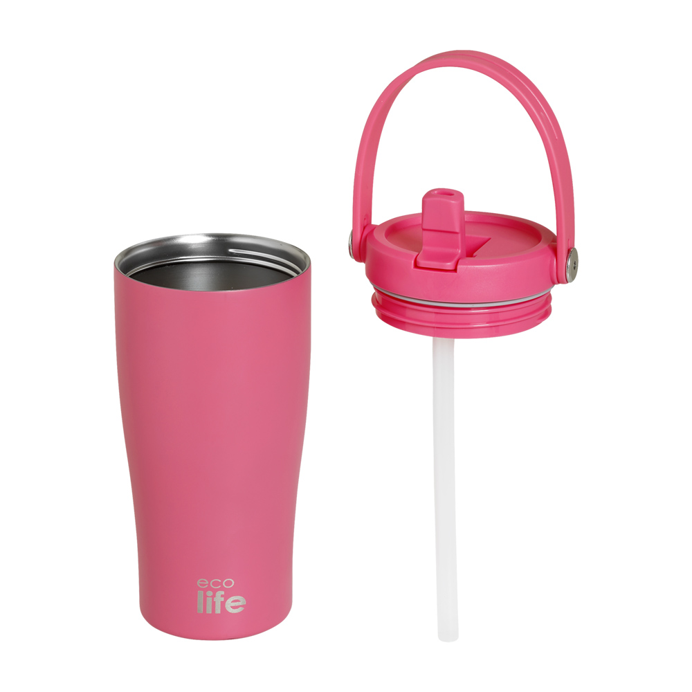 Κούπα μεταφοράς ροζ 600ml. - Ecolife - Image 2